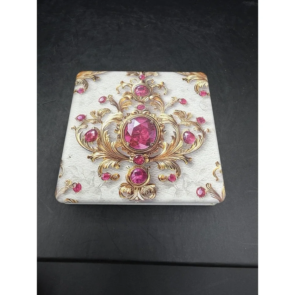 💎🪞 Mirror Compact New White w/ Pink Jewels Travel Purse Mirror Gift ✨🌸